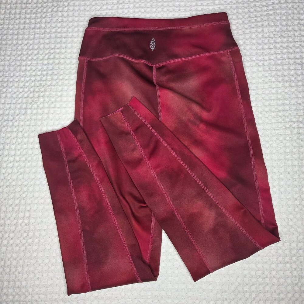 Free People Movement Beat the Heat Reversible Leggings Berry Tie-Dye Medium